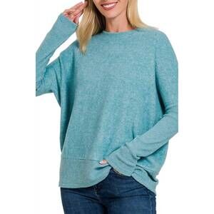 NEW VANILLA MONKEY soft brushed melange dolman sweater in bule